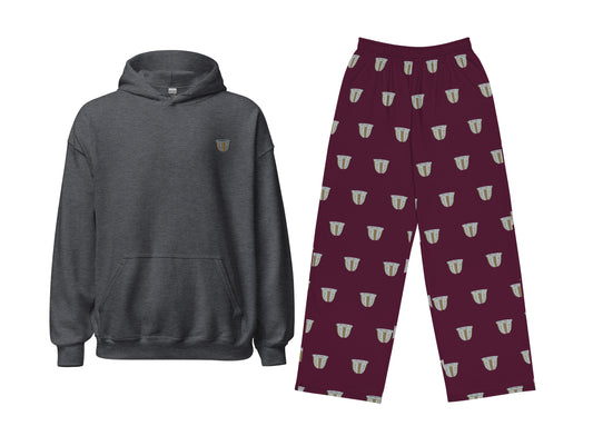 Finjan (Dark Heather + Maroon) Lightweight Hoodie & Pants Set