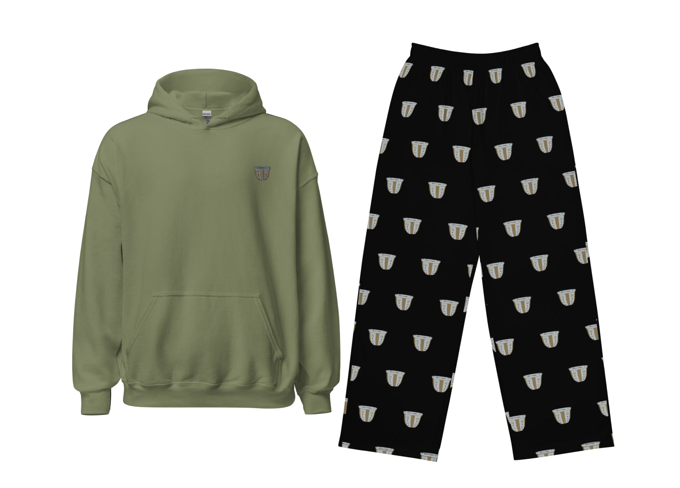 Finjan (Green Military + Black) Lightweight Hoodie & Pants Set