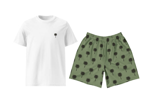 Palm Tree (Camouflage Green) T-Shirt & Athletic Long Shorts Set