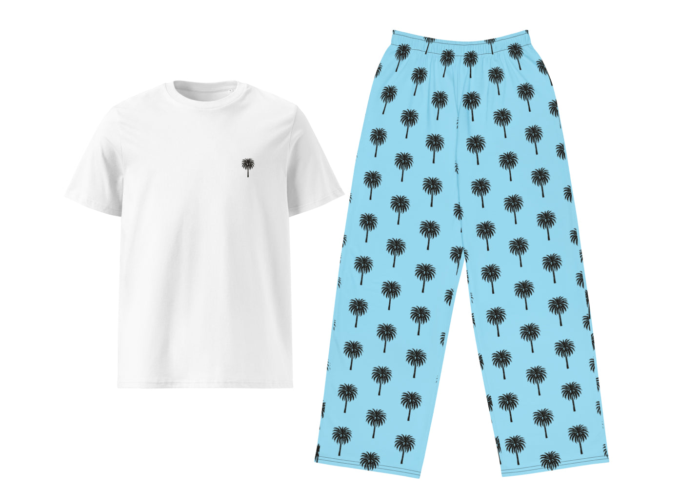 Palm Tree (Columbia Blue) T-Shirt & Pants Set