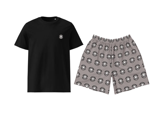 Pearl (Black) T-Shirt & Athletic Long Shorts Set
