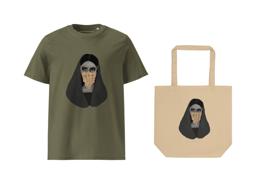 Woman In Golden Burqa T-Shirt & Tote Bag Set