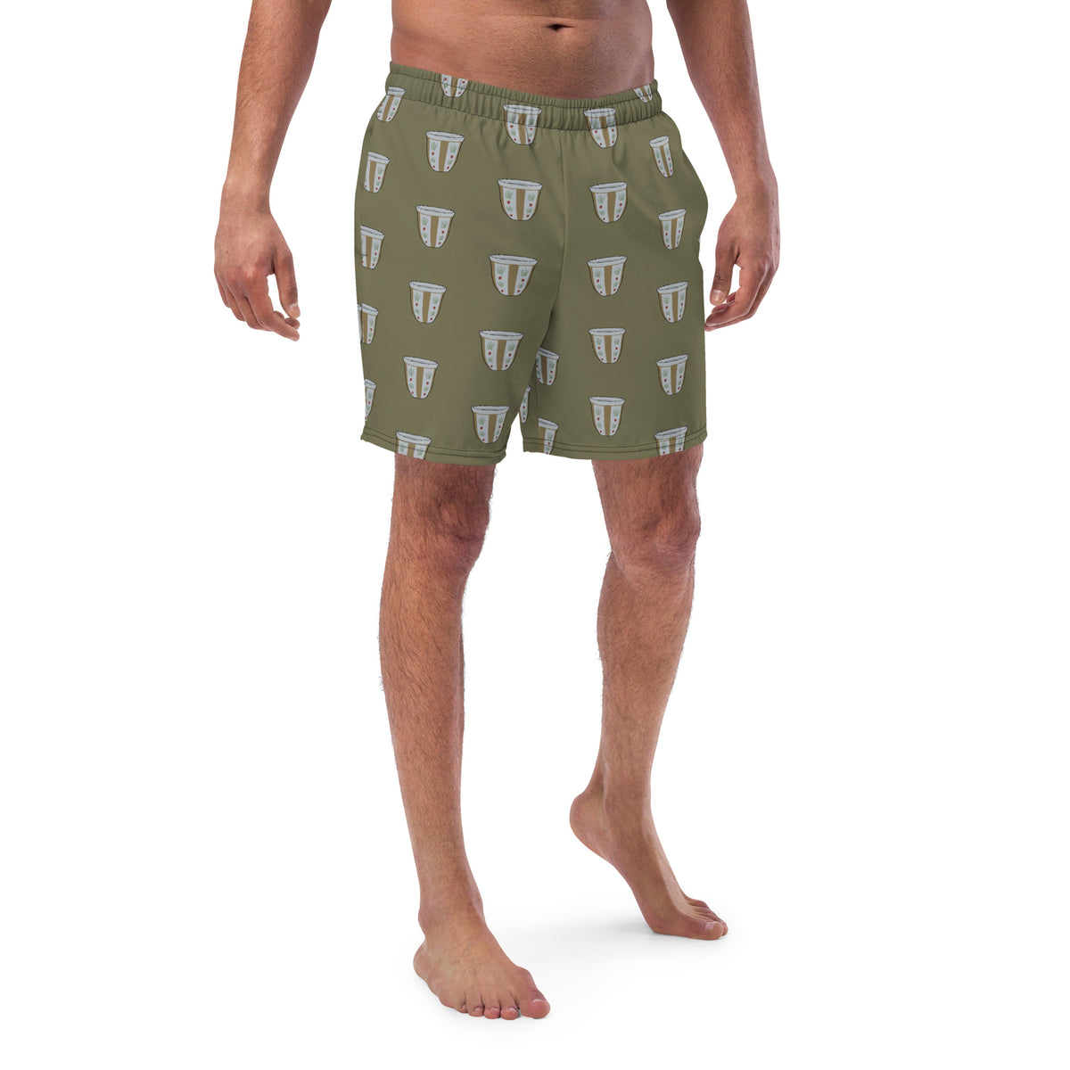 Finjan Pattern (Khaki) - All-Over Print Recycled Swim Trunks
