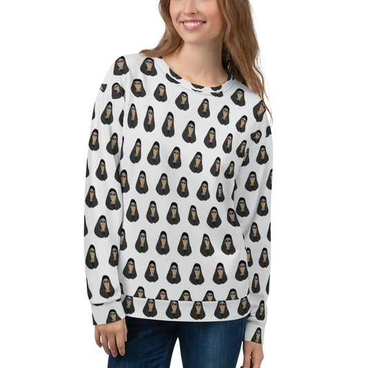Woman in Golden Burqa Pattern - All-Over Print Recycled Unisex Sweatshirt