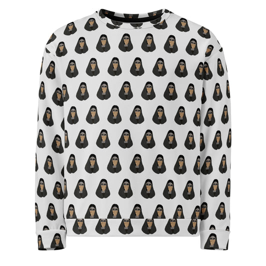 Woman in Golden Burqa Pattern - All-Over Print Recycled Unisex Sweatshirt
