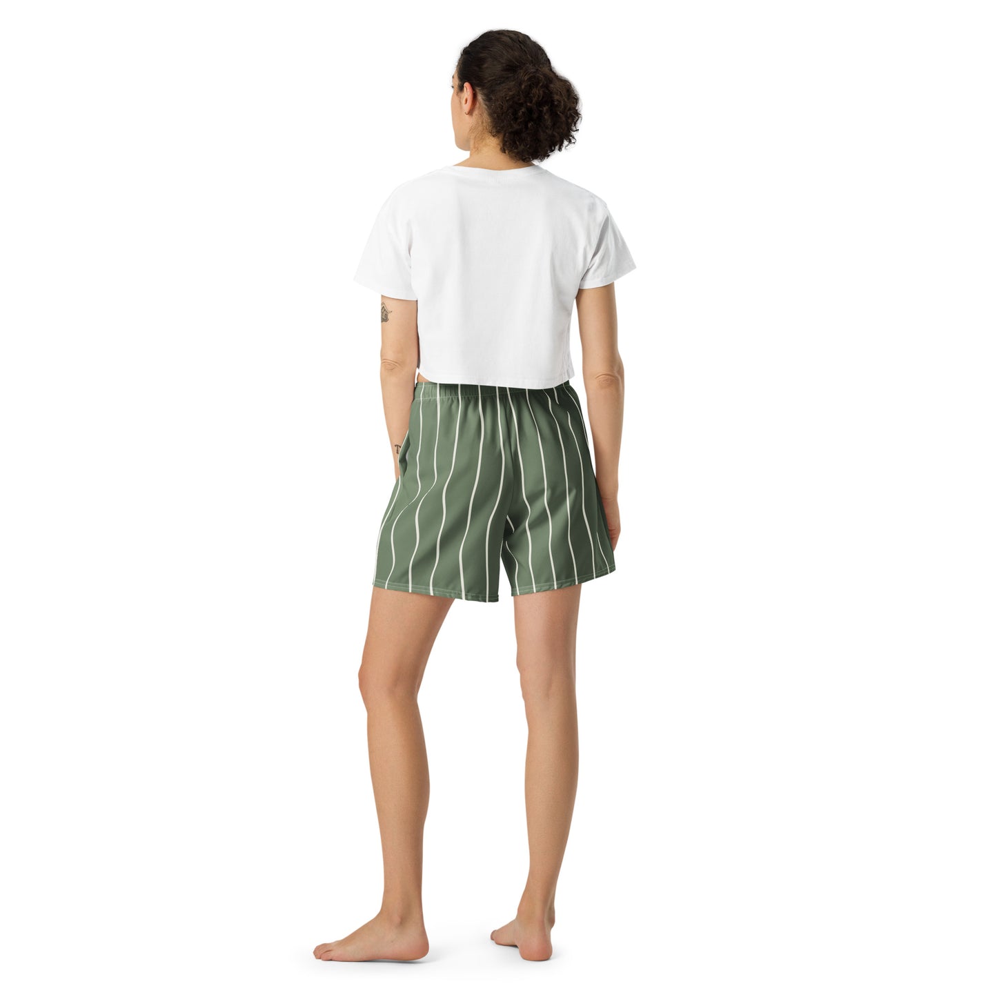 Finjan (Green Stripes) T-Shirt & Athletic Long Shorts Set