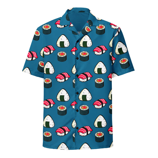 Sushi Ensemble Pattern (Cerulean) - Unisex Button Shirt