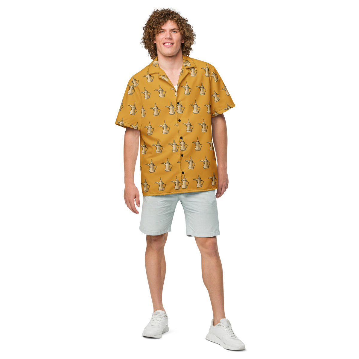 Dallat Gahwa Pattern (Yellow) Shirt & Swim Trunks Set