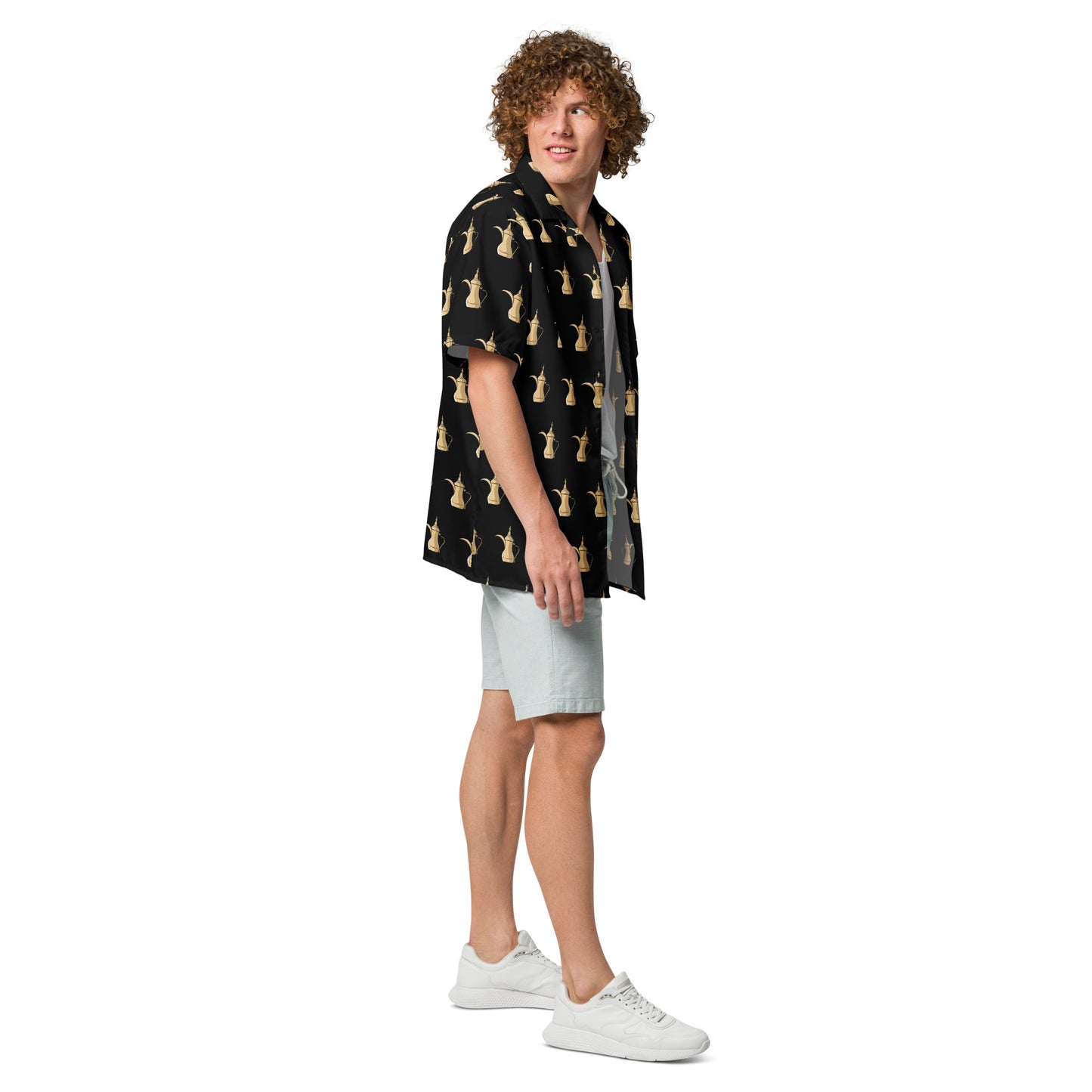 Dallat Gahwa Pattern (Black) Shirt & Swim Trunks Set