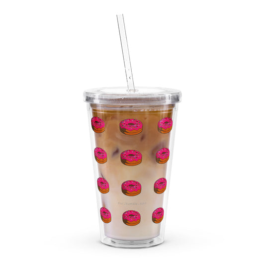 نمط الدونات - كوب بلاستيك شفاف