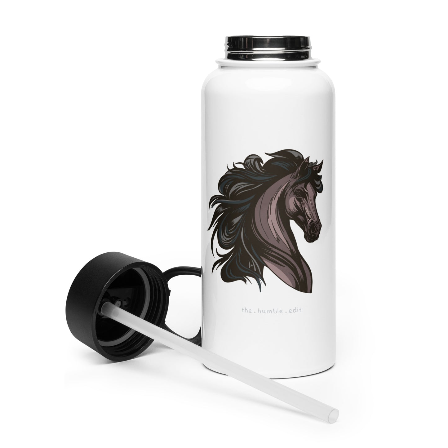 Horse - Stainless Steel Water Bottle with Straw Lid