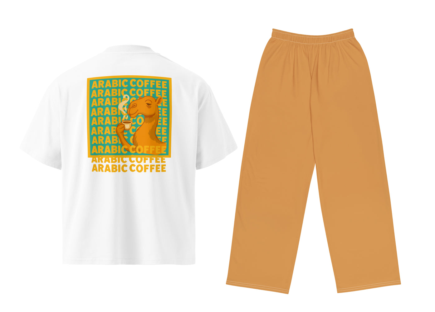 Camel & Arabic Coffee (Light Brown) Oversized T-shirt & Pants set