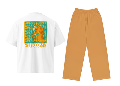 Camel & Arabic Coffee (Light Brown) Oversized T-shirt & Pants set