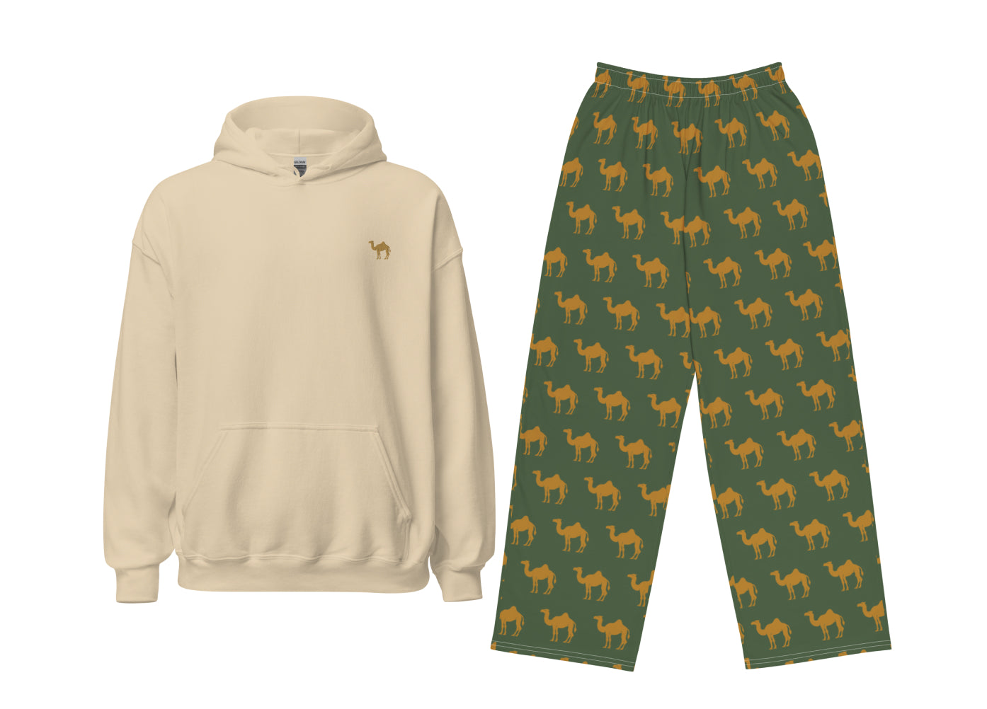 مجموعة هودي خفيف وبنطال الجمل (رملي + توم ثم)