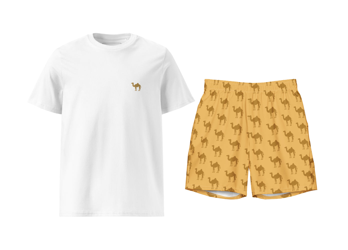 Camel T-Shirt & Swim Trunks Set