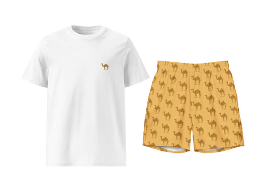Camel T-Shirt & Swim Trunks Set