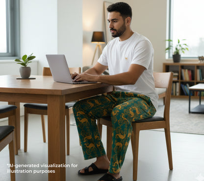 مجموعة تيشيرت وبنطال جمل الأرابيسك (أخضر)