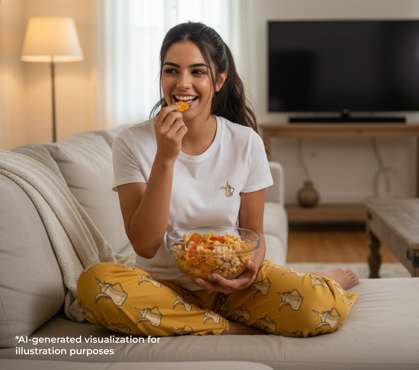 مجموعة تيشيرت وبنطال دلة القهوة (أصفر)