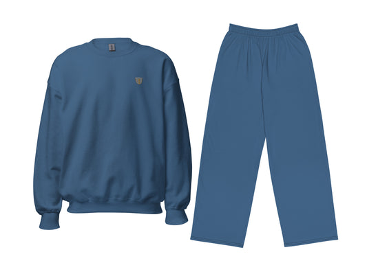 مجموعة سويت شيرت وبنطال الفنجان (أزرق إنديجو كلي)