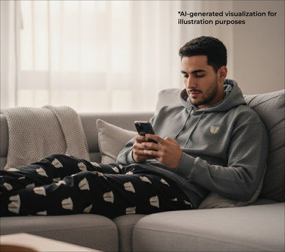 Man sitting on a couch using a smartphone.