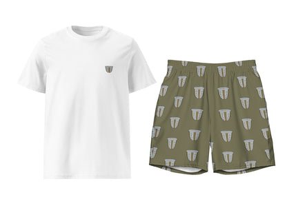 Finjan (White) T-Shirt & Swim Trunks Set