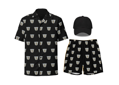 Finjan Pattern Shirt & Swim Trunks Set
