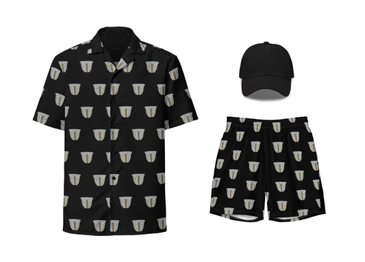 Finjan Pattern Shirt & Swim Trunks Set