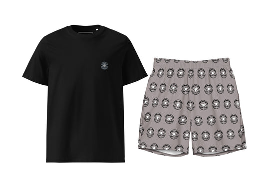 Pearl (Dark Grey) T-Shirt & Swim Trunks Set