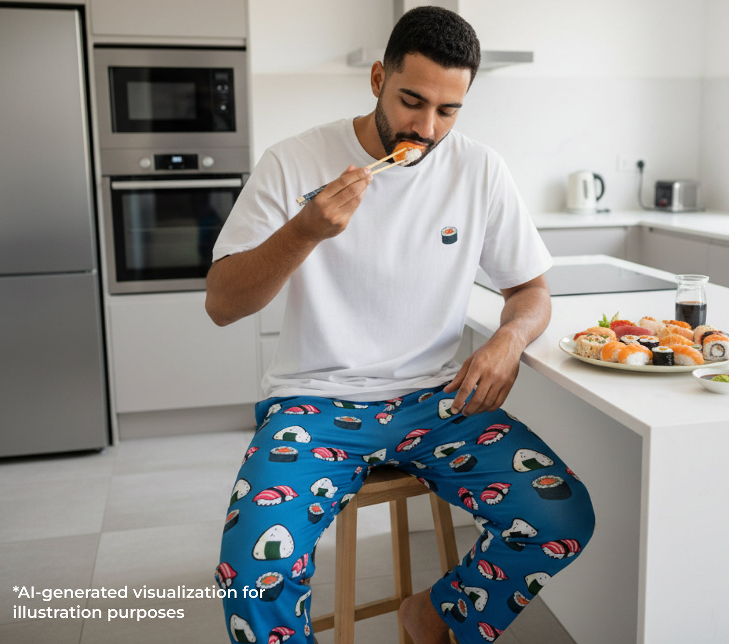 مجموعة تيشيرت وبنطال السوشي (لون سيرولين)