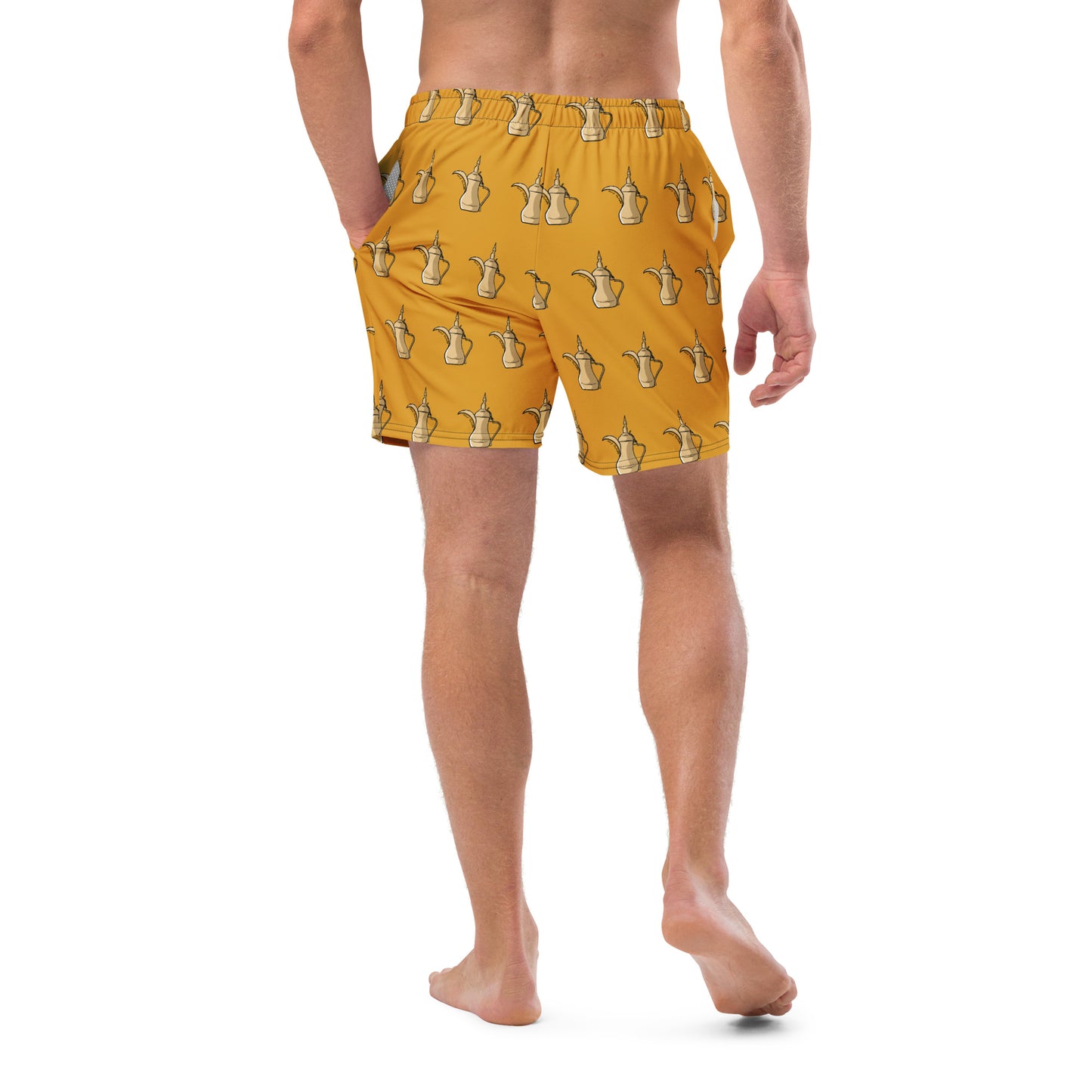 Dallat Gahwa Pattern (Yellow) Shirt & Swim Trunks Set