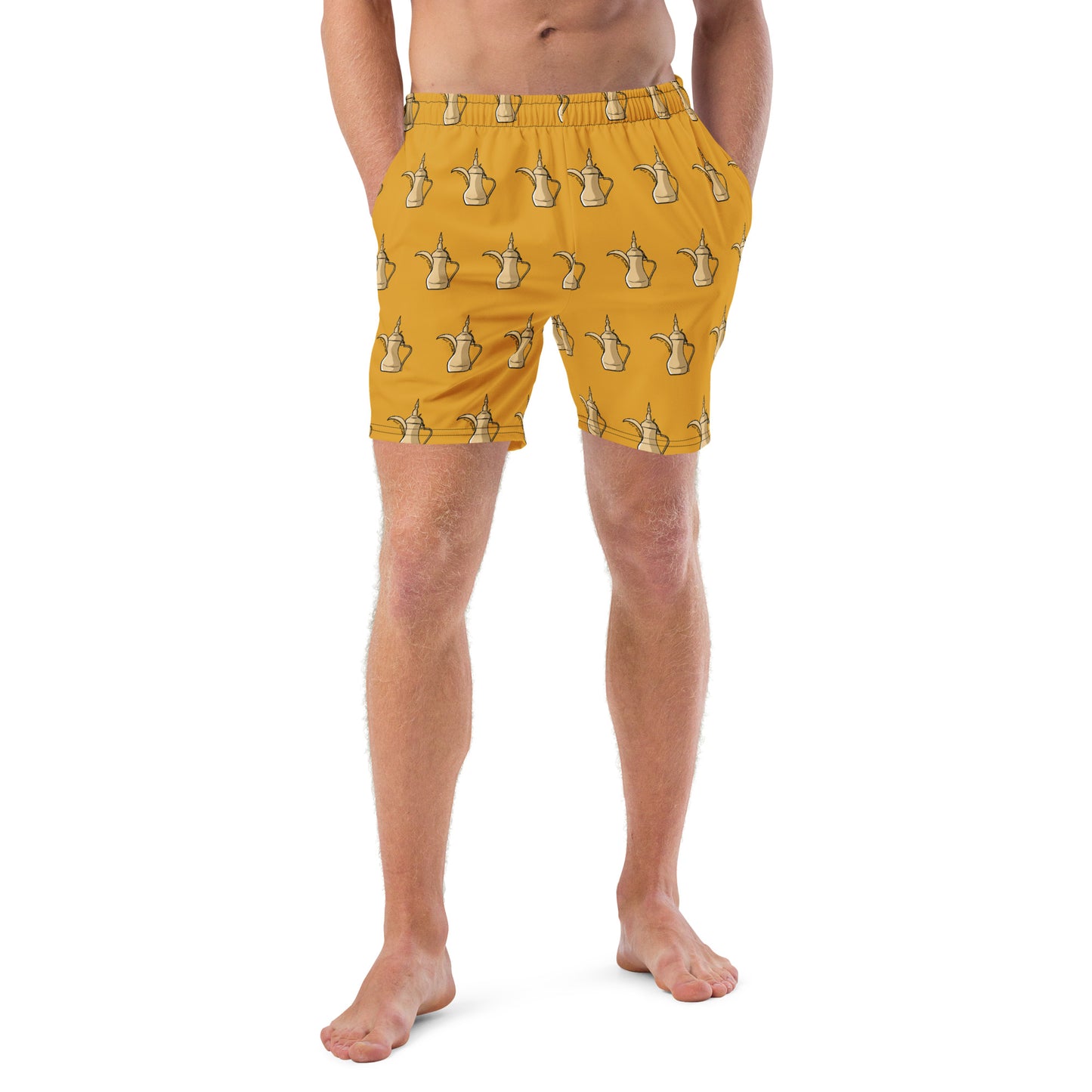 Dallat Gahwa (Yellow) - All-Over Print Recycled Swim Trunks