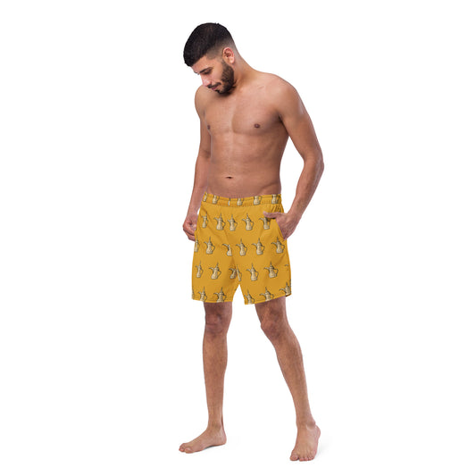 Dallat Gahwa (Yellow) - All-Over Print Recycled Swim Trunks