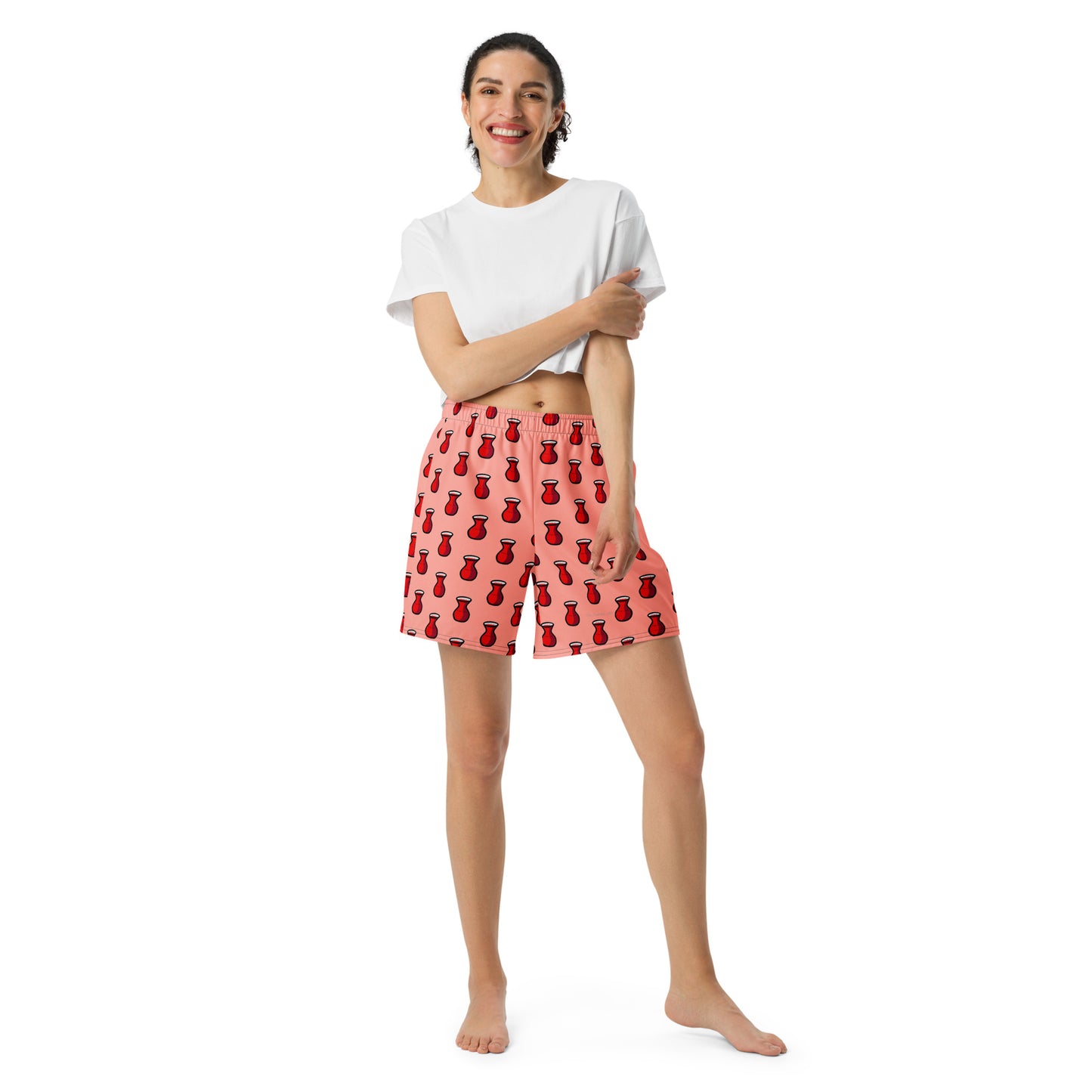 Red Tea (Pink) T-Shirt & Athletic Long Shorts Set
