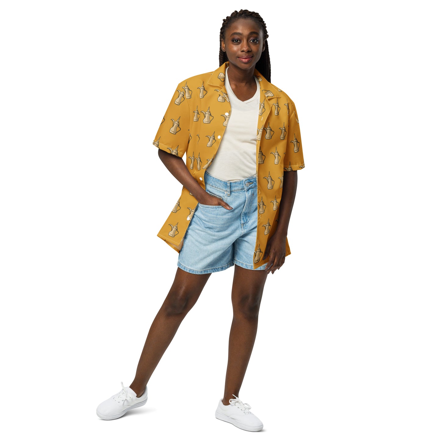 Dallat Gahwa Pattern (Yellow) - Unisex Button Shirt