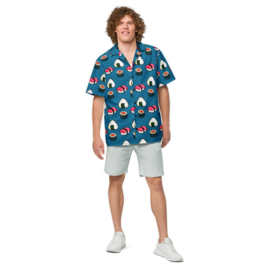 Sushi Ensemble Pattern (Cerulean) Shirt & Swim Trunks Set