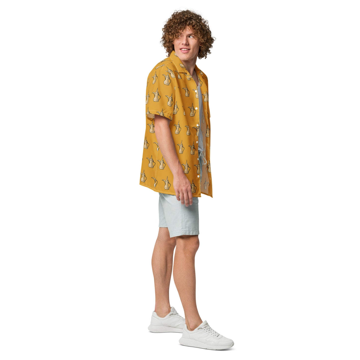 Dallat Gahwa Pattern (Yellow) Shirt & Swim Trunks Set