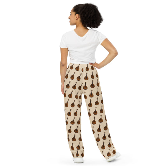 Oud Instrument Pattern - Unisex Wide-Leg Pants