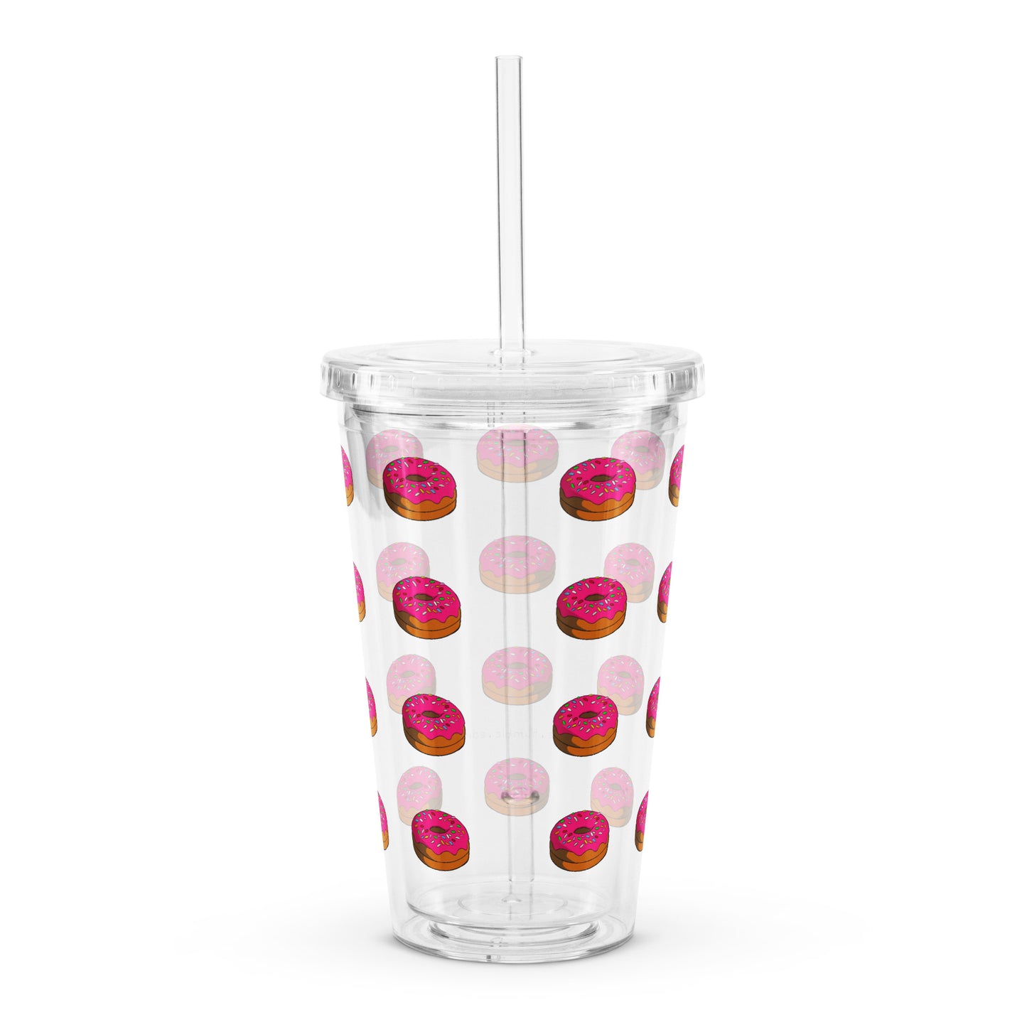 Donut Pattern - Clear Plastic Tumbler