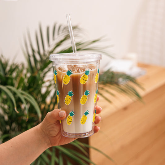 Pineapple Pattern - Clear Plastic Tumbler